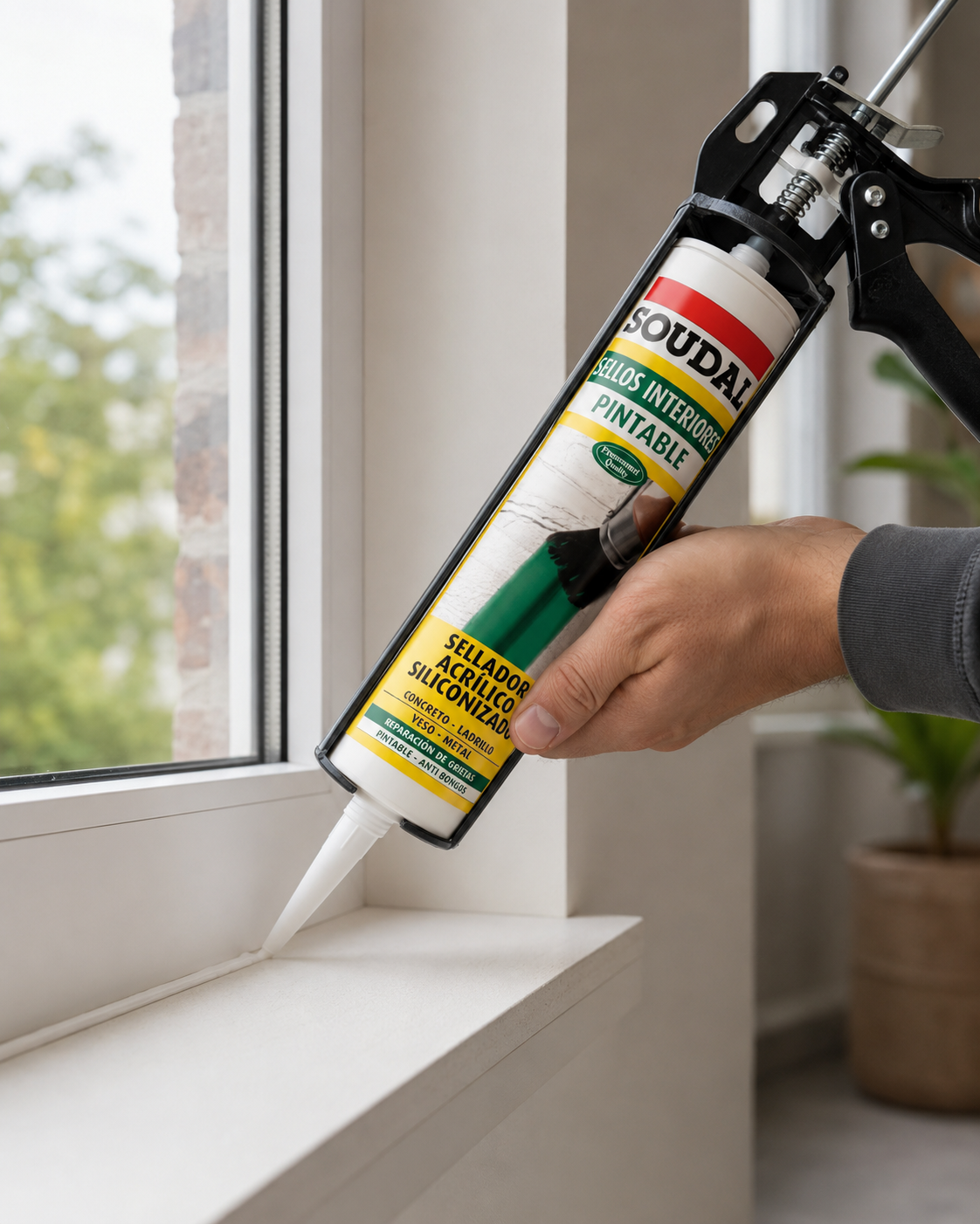 Sellador Acrílico Pintable Siliconizada Blanca 300ml Soudal