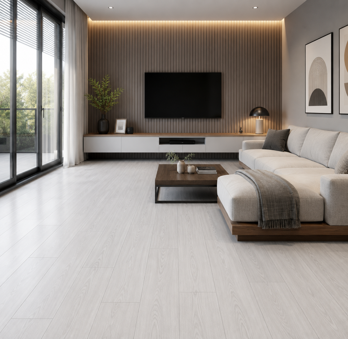 Piso Laminado Gris Nórdico 8 mm